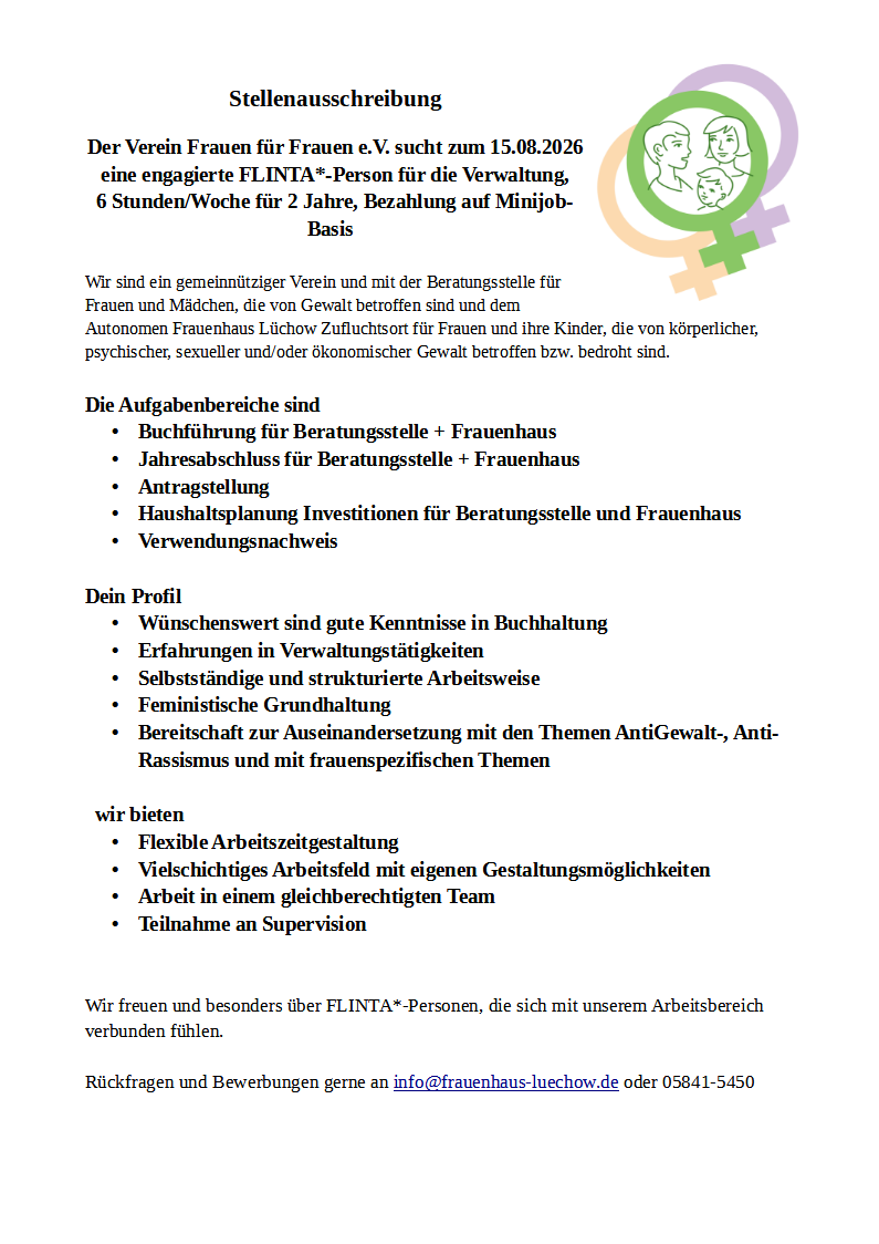 Stellenausschreibung Verwaltung